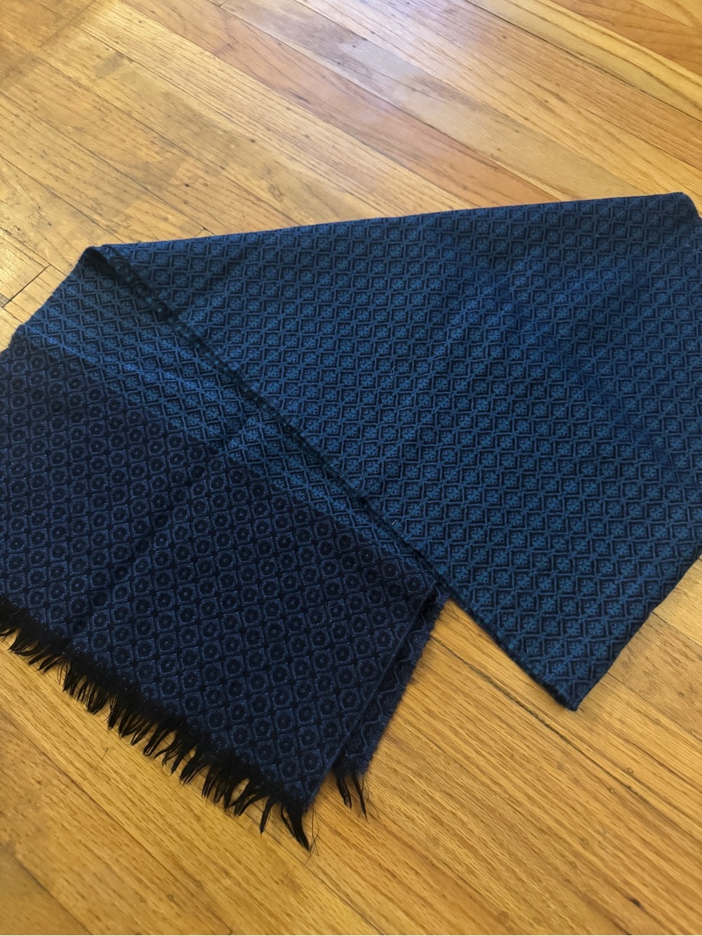 Vintage YSL Navy Textured Woven Scarf